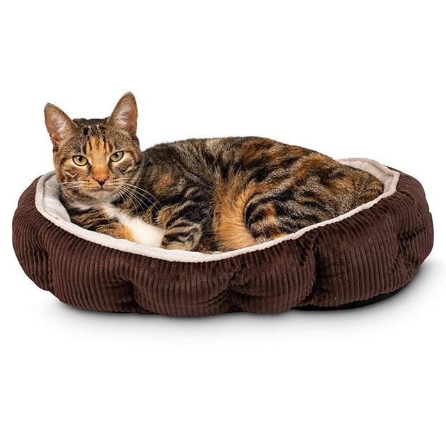 Simple Sleeper Self Warming Cute Calming Cat Bed With Ultra Soft Luxury Plush Including Refillable Catnip Pouch - Perfect for Indoor Cats