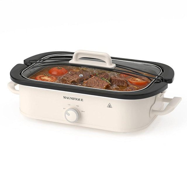 4-Quart Slow Cooker with Casserole Manual Warm Setting - Perfect Kitchen Small Appliance for Family Dinners, Dishwasher Safe Crock, Oatmeal
