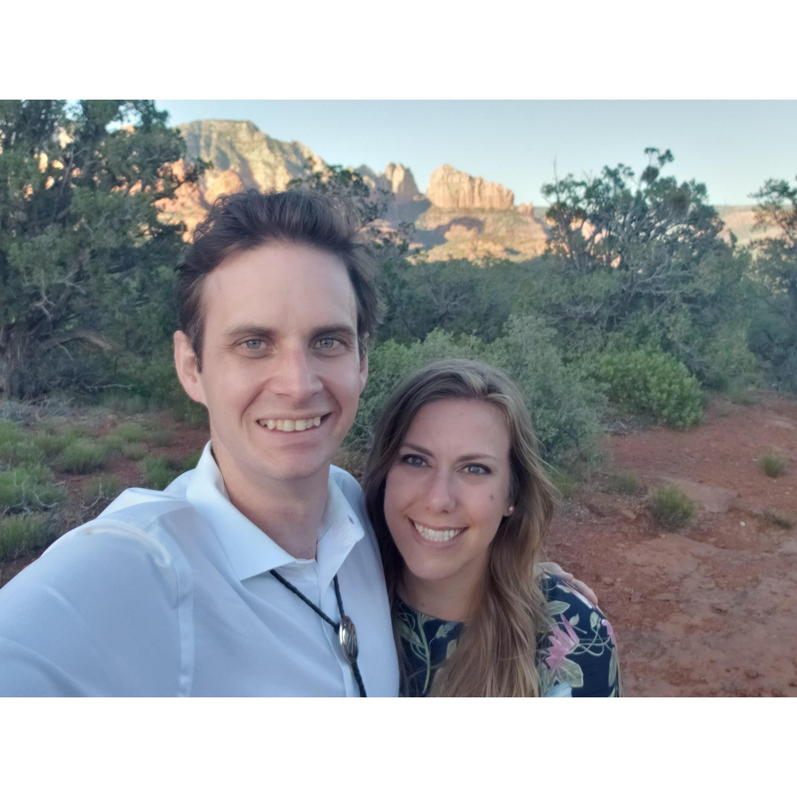 Enjoying the red rocks at James and Samantha's Sedona Wedding