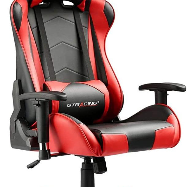 GTRACING Gaming Chair Racing Office Computer Ergonomic Video Game Chair Backrest and Seat Height Adjustable Swivel Recliner with Headrest and Lumbar Pillow Esports Chair,Red