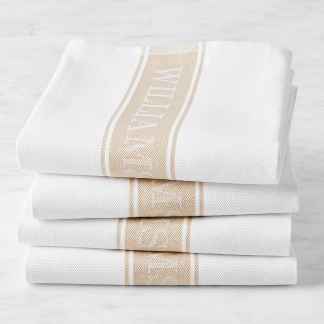 Williams Sonoma Classic Logo Towels, Set of 8, Khaki