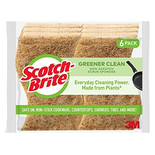 Scotch-Brite Greener Clean Non-Scratch Scrub Sponges, Lasts 50% Longer than the Leading National Value Brand, 6 Scrub Sponges