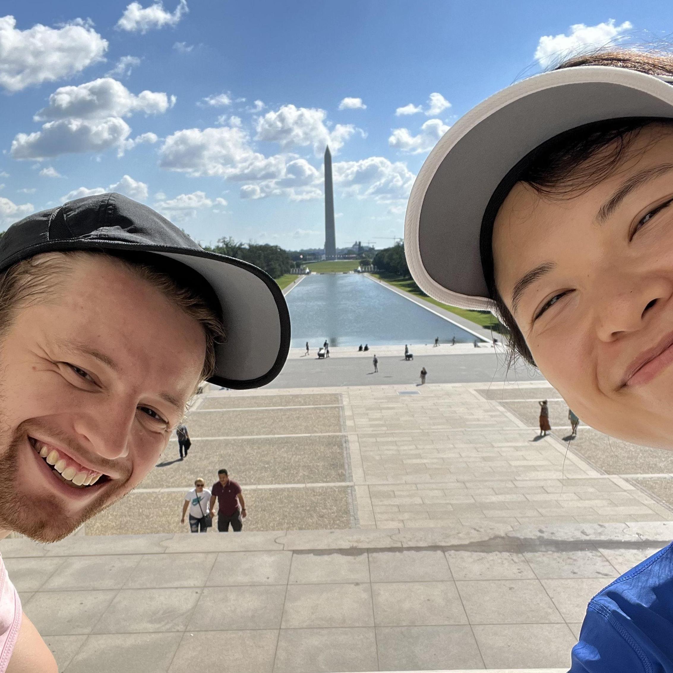 Oct 2022 (Washington, DC): How to take a selfie at the Mall, as taught by Emily's brother Sidney