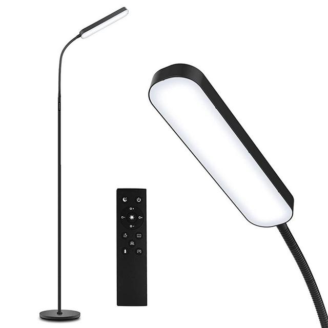 Floor Lamp -WioMio Led Floor Lamp with Remote and Touch Control for Stepless Dimmer & Temperatures, Harmless Light for Eye-caring, Adjustable Gooseneck Standing Lamp for Living Room & Bedroom.