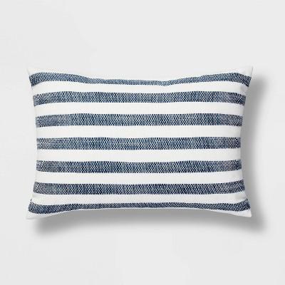 Lumbar Woven Stripe Pillow White/Blue - Threshold™