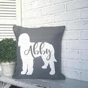GOLDENDOODLE STENCILED PILLOW,White Goldendoodle Pillow,Goldendoodle Decorating,Doodle Love Pillow