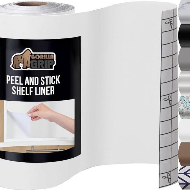 GORILLA GRIP® Peel and Stick Paper, Removable Cover for Books, Shelves, Countertops, Drawers, Cabinets and Crafts, Easy Install Kitchen Decor, Shelf, Cabinet Liners, 11.8 in x 20 FT Bright White