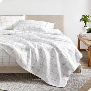 Bare Home King Sheet Set - Luxury 1800 Ultra-Soft Microfiber Double Brushed - Deep Pockets - Easy Fit - 4 Piece Set - Bedding Sheets & Pillowcases (King, Modern Plaid - White/Grey)