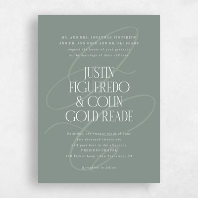 Deep Sage, Green Wedding Invitation - Ferrara Portrait