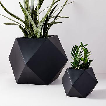 Faceted Modern Planters - Black