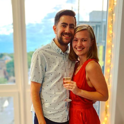 Celebrating our engagement in June 2020, COVID style