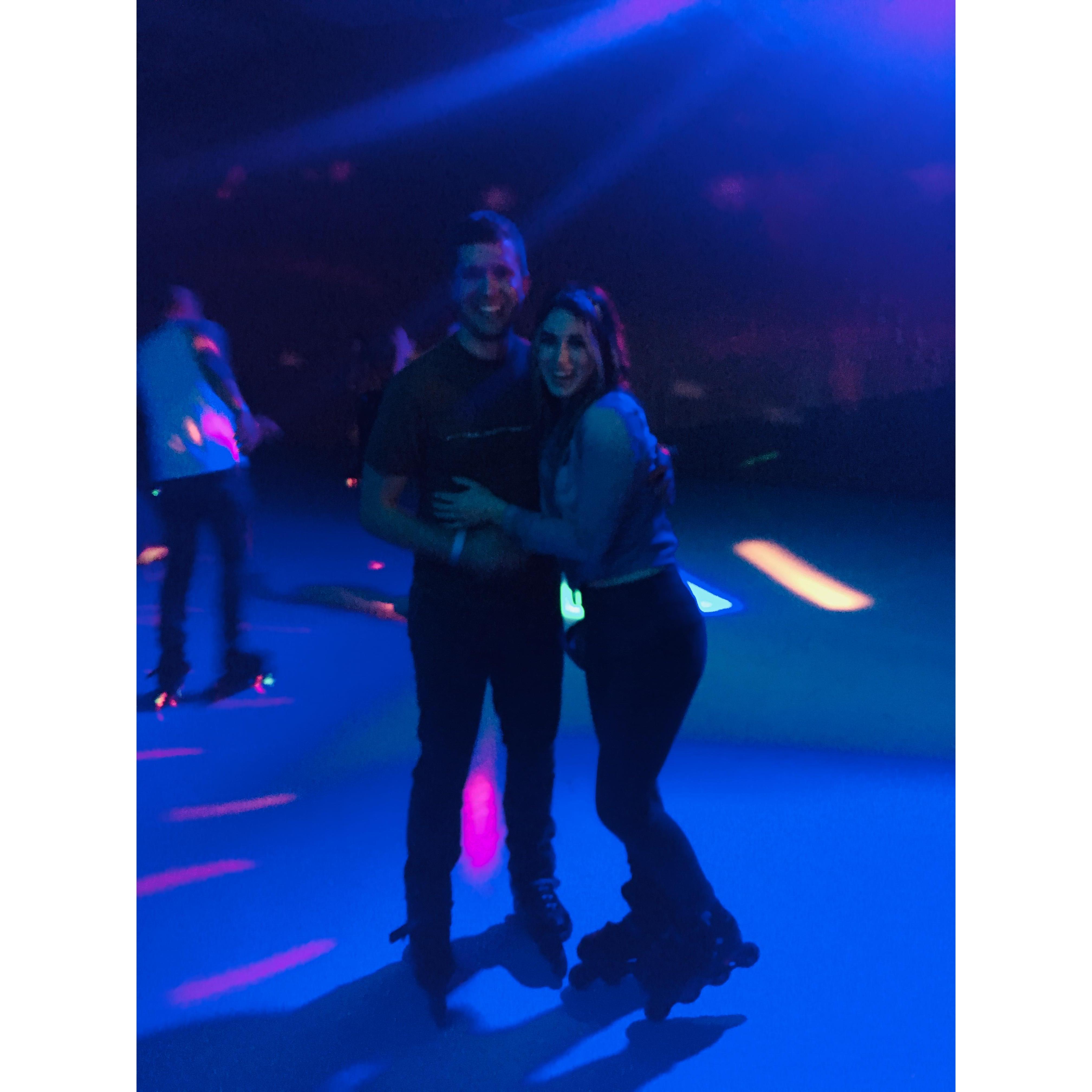 Doing some roller skating at disco night!