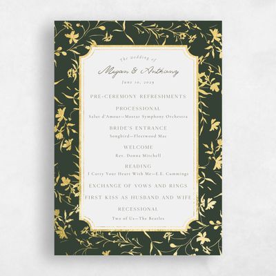 Deep Forest, Green Wedding Program - Vasara Foil