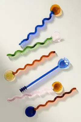 Glass Twisted Spoons, Set of 6