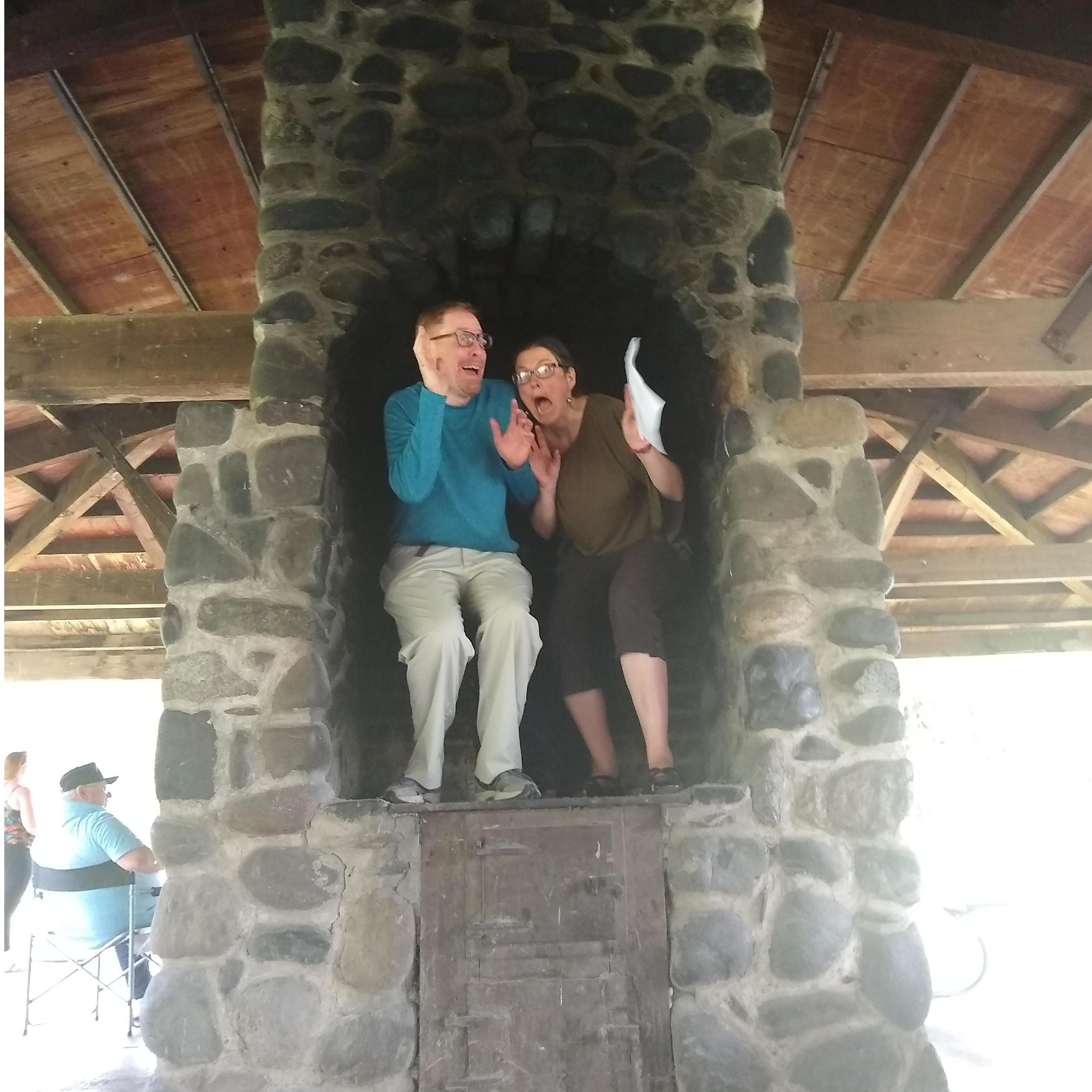 For obvious reasons, we ended up in this fireplace...