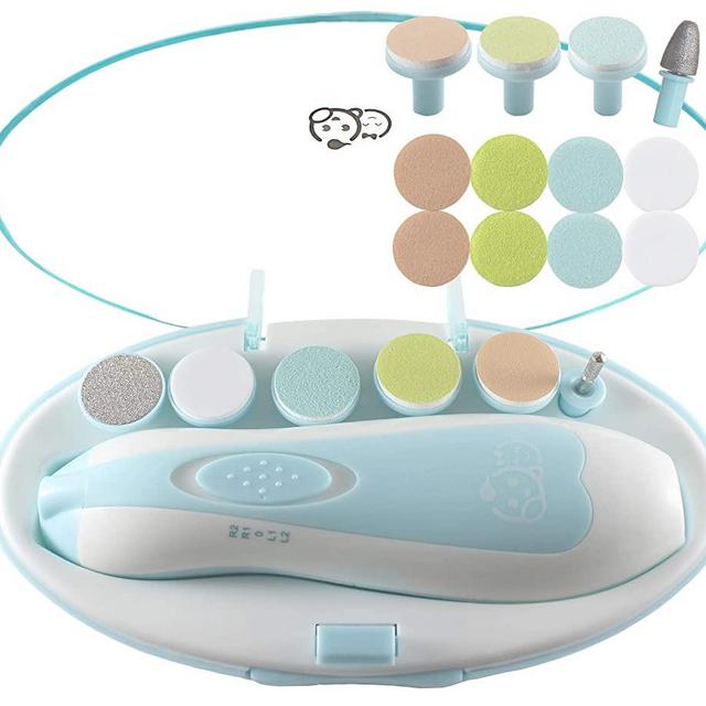 Baby Nail Clippers 20 in 1 by Royal Angels Baby | Safe Electric Baby Nail Trimmer, Baby Nail File Kit, Additional Replacement Heads, Newborn Toddler Toes and Fingernails, Trim and Polish (Blue)