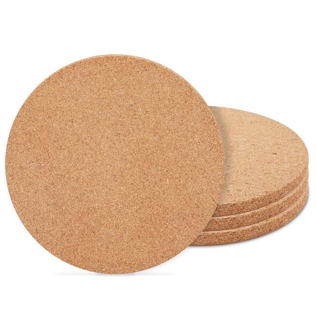 4-Pack Cork Trivet Set - Round Corkboard Placemats Kitchen Hot Pads for Hot Pots, Pans, and Kettles, 9 X 9 X 0.5 inches