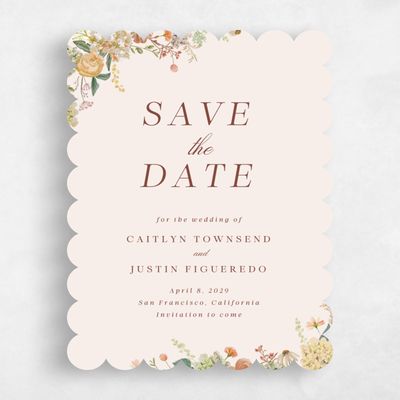Beige Scalloped Wedding Save the Date - Rosamund Portrait