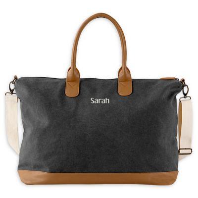 Cathy's Concepts Washed Canvas Weekender Tote in Black