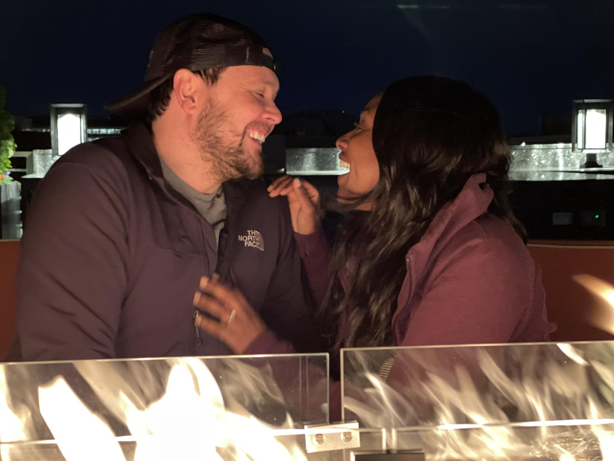 Laughing on Mai’s rooftop in DC