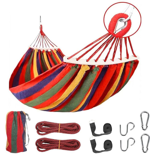 BieAziton Durable Hammocks 660 Lbs Capacity, Camping Essentials Hiking Gear Accessories Max 2 X Tree Straps & Carabiners & Duckbilled Buckle & Thicker Rope & Portable Carrying Bag Included (red)