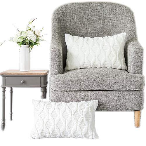 LANANAS Decorative Square Throw Pillow Covers Set Super Soft Luxury Faux Fur Pillow Case Cover for Sofa Living Room 18 x 18 Inch Pack of 2 (12"x 20", Ivory)