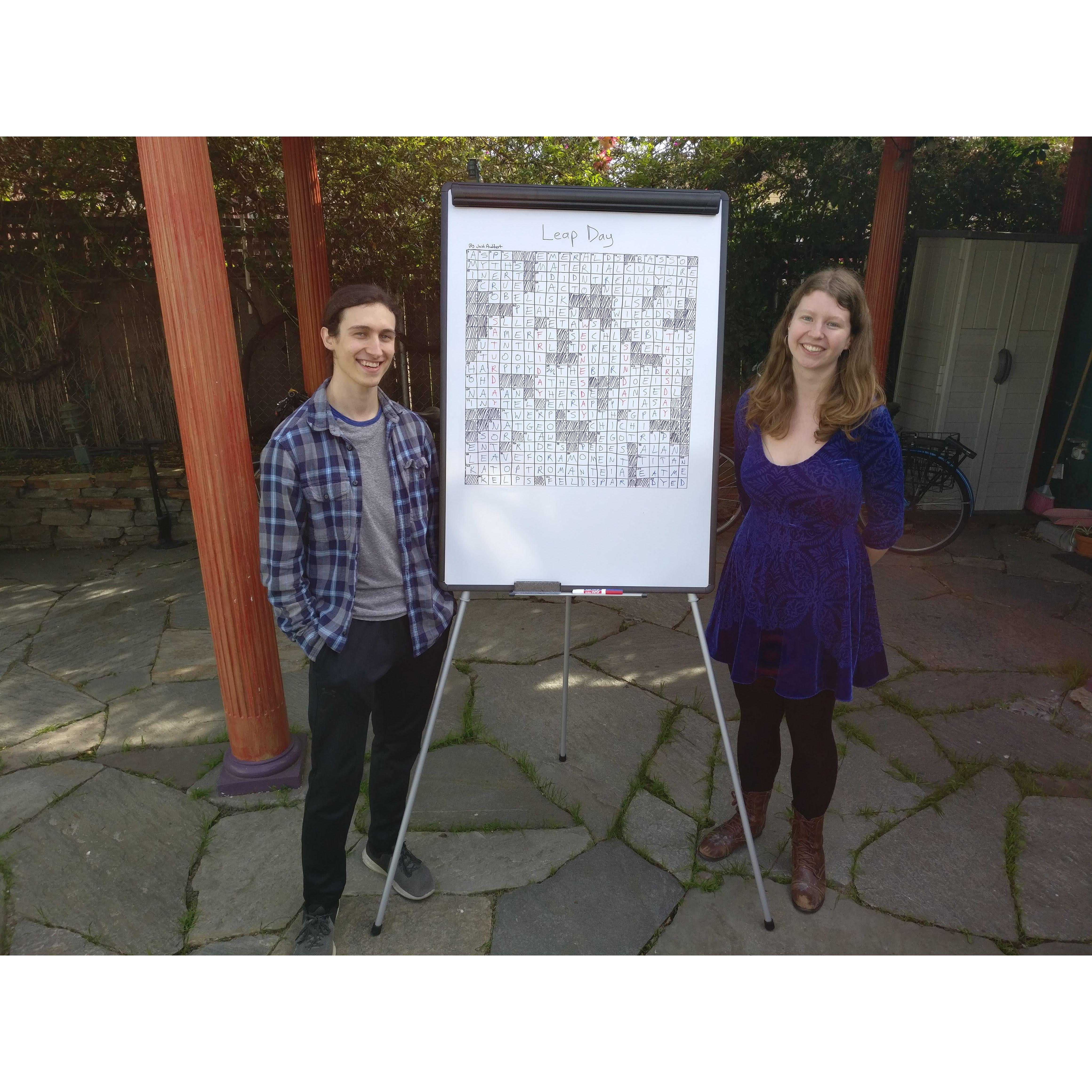 The birthday crossword Josh made for me that got us written up in the New York Times!