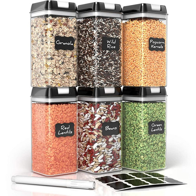 Airtight Food Storage Containers for Pantry Organization – by Simply Gourmet. 6-Piece Large 1.2L Kitchen Storage Containers. Air Tight Containers for Food Storage. BPA Free with FREE Labels & Marker
