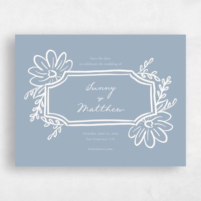 Blue Typography Wedding Save the Date - Katinka Landscape