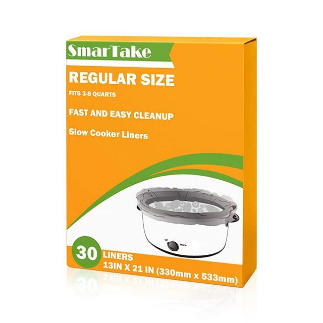 SMARTAKE Slow Cooker Liners, 13 × 21 Inches Disposable Cooking Bags, Easy Clean-Up Plastic Bags, Fit 3QT to 8QT, for Slow Cooker, Crockpot, Aluminum Cooking Trays, Pans, 1 Pack (30 Liners)