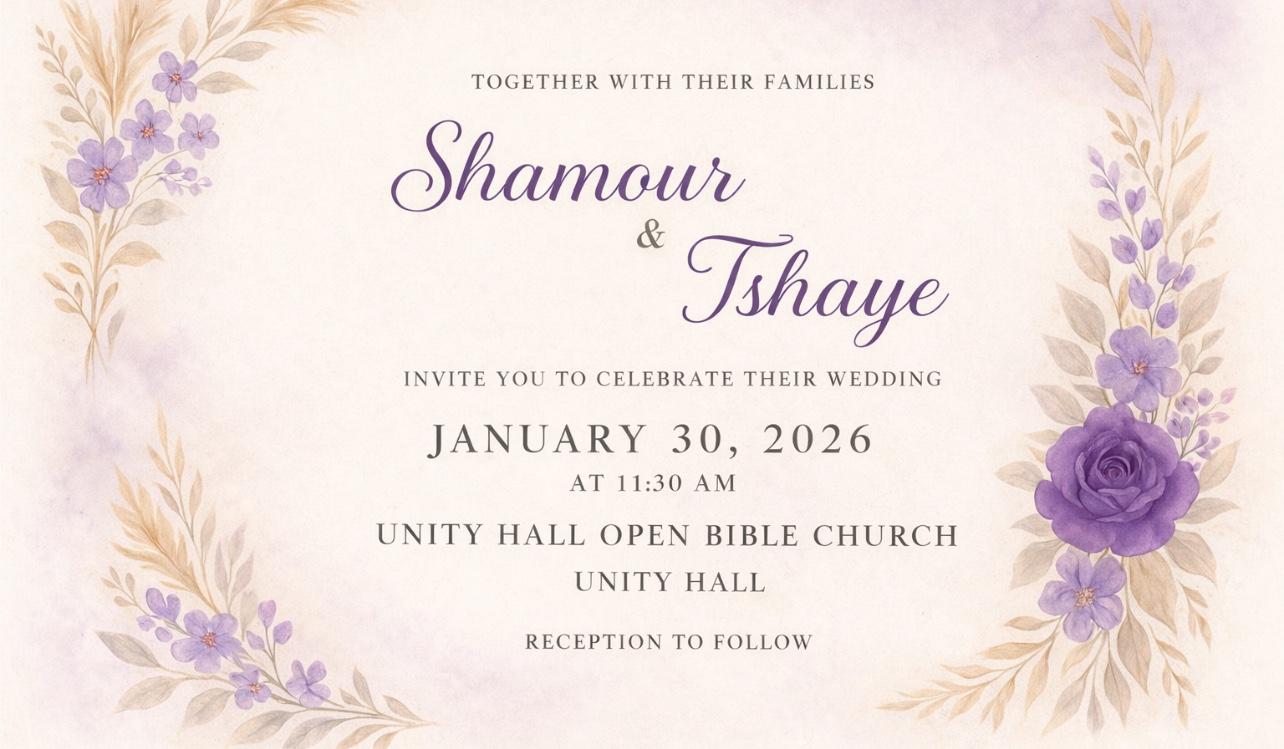 The Wedding Website of Tshaye Lawrence and Shamour Warren
