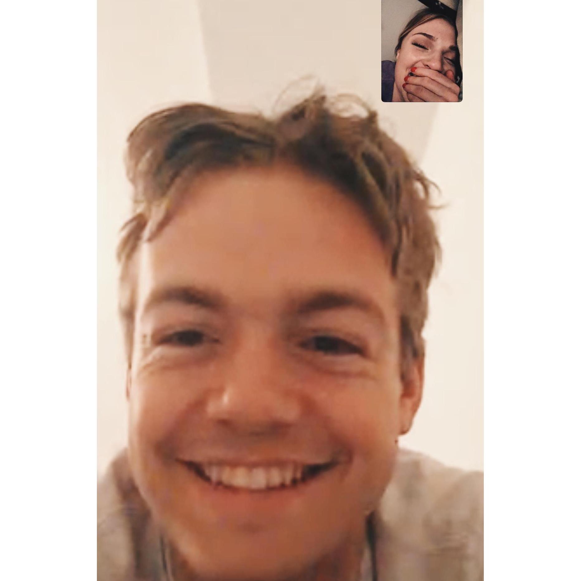 hahah facetiming when he was in San Diego for 4 months :(