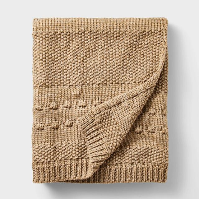 Bobble Striped Knit Throw Blanket Beige - Threshold™ designed with Studio McGee