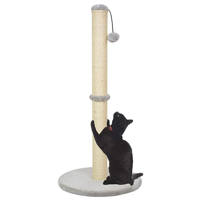 Kazura 34" Tall Cat Scratching Post, Cat Post Scratcher with Sisal Rope and Base Covered with Soft Plush,Cat Scratcher for Kittens(34 in Tall)