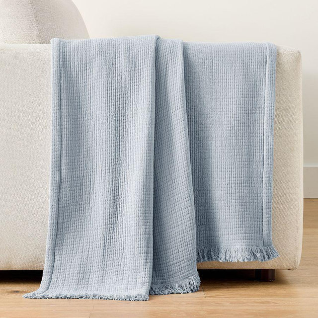 Cloud Gauze Throw, Chambray, 50" x 60"