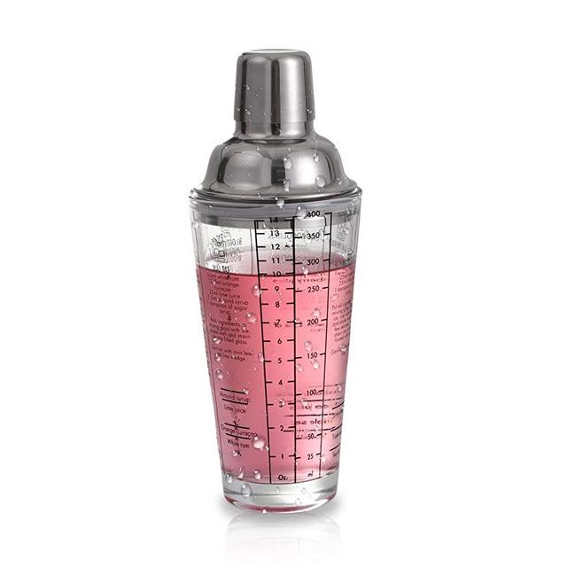 Sanlan cocktail shaker PLUS, 14oz Martini Recipes Measured Mixing Glass and Stainless Steel Top cobbler shaker, Best Gift for Beginner