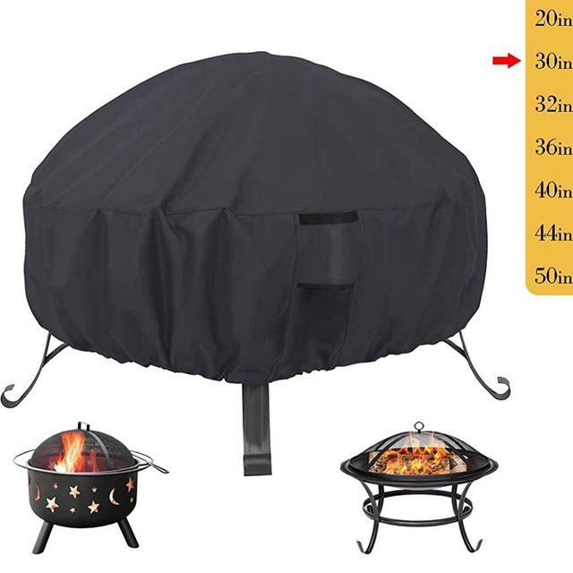 Saking Patio Fire Pit Cover Round 30 inch - Waterproof Windproof Anti-UV Heavy Duty Gas Firepit Furniture Table Covers