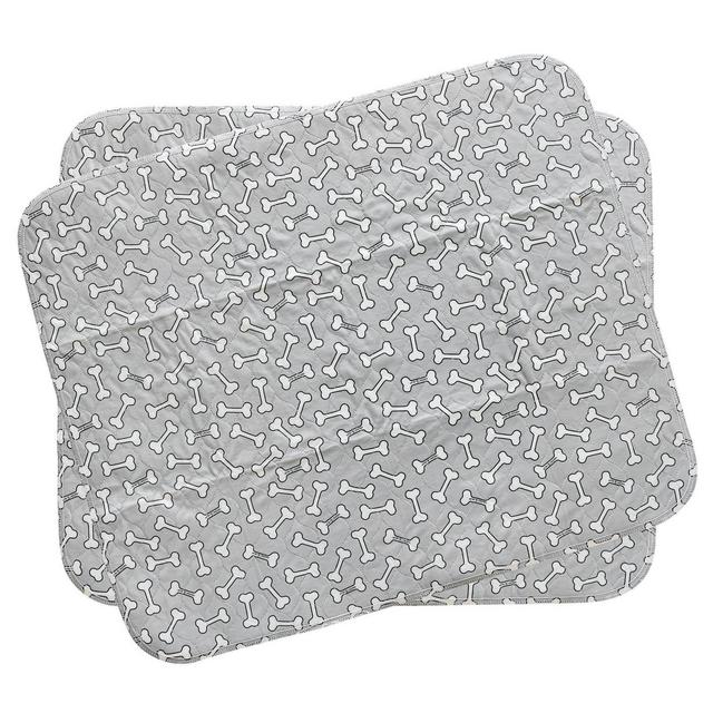 rocket & rex Bone Print Washable Reusable Pee Pads for Dogs - L - Gray - 2ct