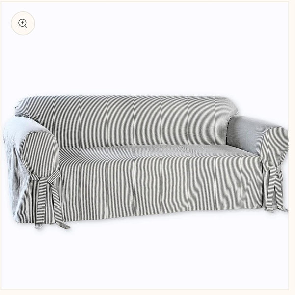 Stripe Ticking One-Piece Slipcover: LOVE SEAT