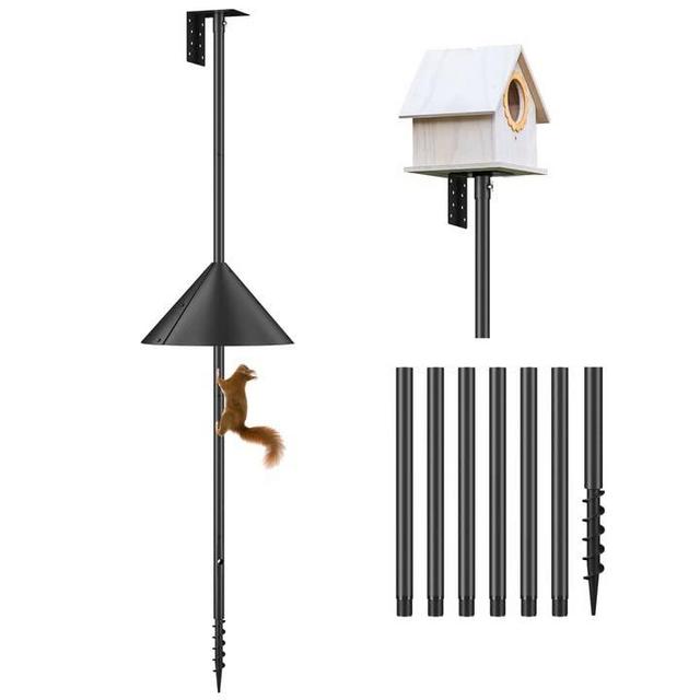 Flanagan 92 Inch Bird House Pole Mount Kit, Adjustable Heavy Duty Bird Feeder Pole for Outdoors, Bird Feeding Station with Squirrel Proof Baffle for Bird Watching (Bird House Not Included)