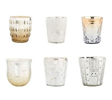 Eclectic Mercury Votive Holders, Set of 6 - Silver