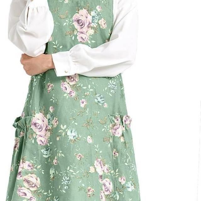 APRONNER Cozy Adjustable Cross Back Aprons for Women with Pockets Cotton Linen Cooking Kitchen Baking