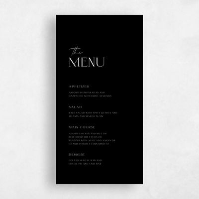Black Wedding Menu - Blonshine