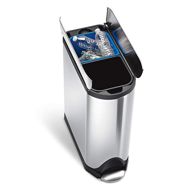 simplehuman Butterfly Step Trash Can Recycler, Stainless Steel, 40 L / 10.5 Gal