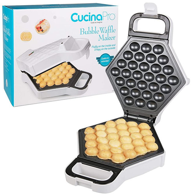 Bubble Waffle Maker- Electric Non stick Hong Kong Egg Waffler Iron Griddle - Ready in under 5 Minutes- Free Recipe Guide Included