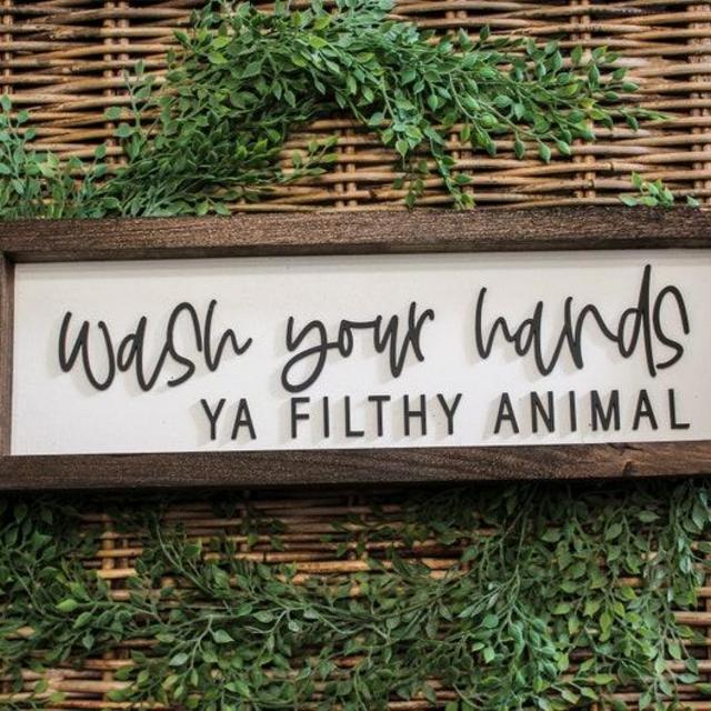 Wash Your Hands Ya Filthy Animal, Bathroom Sign, Modern Bathroom Sign, Farmhouse Bathroom Decor, Wash Your Hands Sign, Funny Bathroom Sign