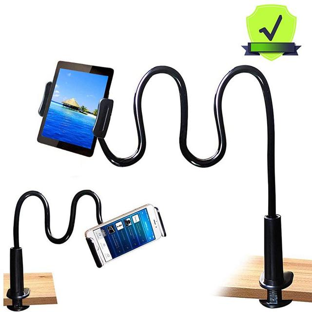MAGIPEA Tablet Stand Holder, Mount Holder Clip with Grip Flexible Long Arm Gooseneck Compatible with ipad iPhone/Nintendo Switch/Samsung Galaxy Tabs/Amazon Kindle Fire HD - Black