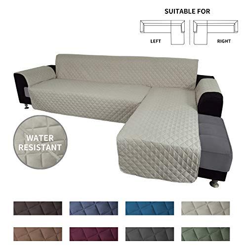 Easy-Going Sofa Slipcover L Shape Sofa Cover Sectional Couch Cover Chaise Lounge Slip Cover Reversible Sofa Cover Furniture Protector Cover for Pets Kids Children Dog Cat(Large,Beige/Beige)