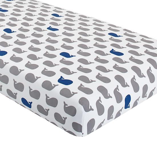 Organic Make a Splash Blue Whale Crib Fitted Sheet
