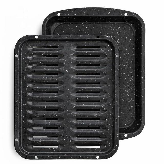 Broiler Pan for Oven Nonstick 16.75” x 13” Ceramic Coated - Broiling Pan for Oven Withstands Heat up to 550° F Heavy Duty Broil Pans and Rack Circulates Heat and Drains Fat (Speckled)